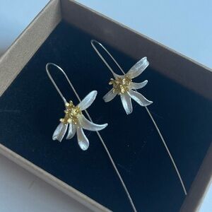 NEW Sterling Silver & 18K Gold-plated Devilwood Threader Drop Earrings